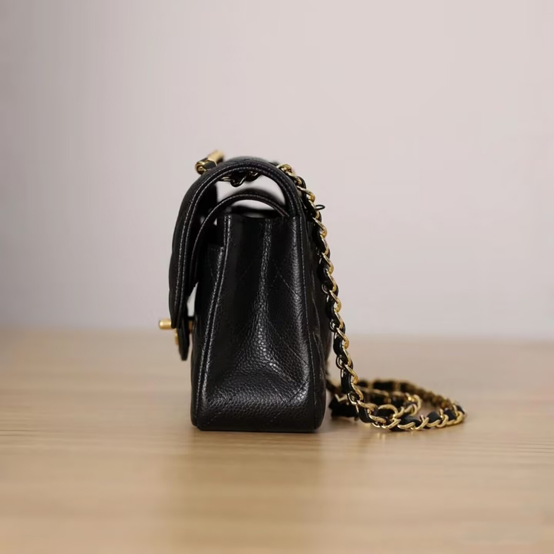 Chanel Classic Flap High Quality Mini Classic Handbag Sheep Leather With Gold Metal Black