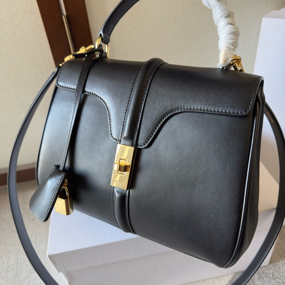 CELINE Luxury 16 small Satin Cow Leather Handbag