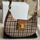 CEline AVA TRIOMPHE Medium Checked Fabric Wagyu Leather Handbag