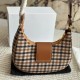 CEline AVA TRIOMPHE Medium Checked Fabric Wagyu Leather Handbag