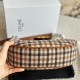 CEline AVA TRIOMPHE Medium Checked Fabric Wagyu Leather Handbag