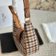 CEline AVA TRIOMPHE Medium Checked Fabric Wagyu Leather Handbag