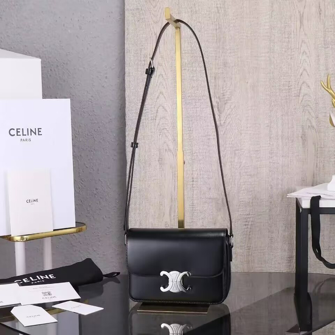 Celine TEEN TRIOMPHE Glossy Cow Leather Handbag