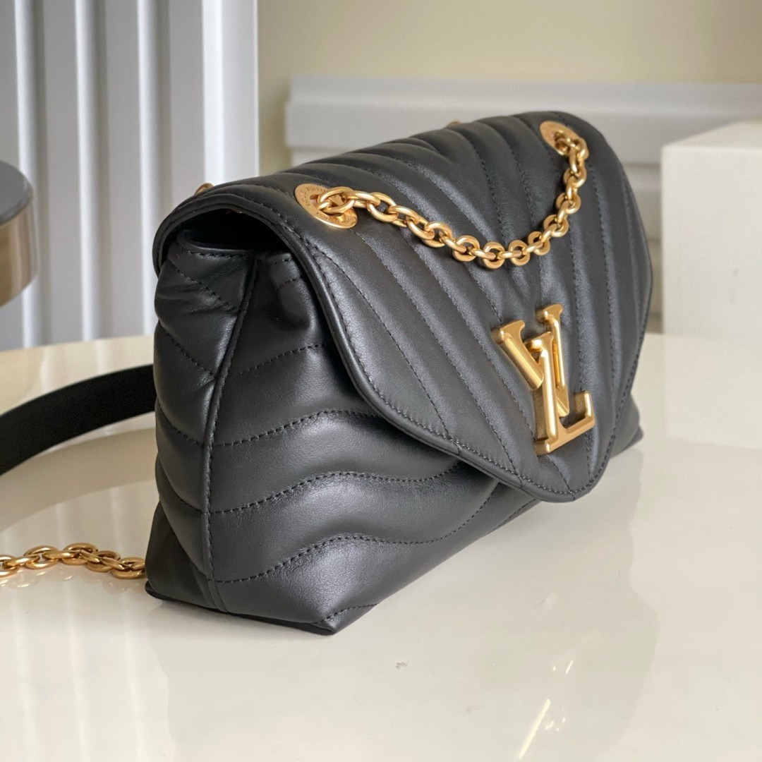 LOUIS VUITTON Calfskin Black New Wave Chain Bag MM